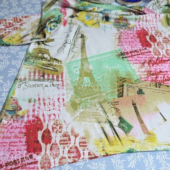 Onque Woman Elements Sz 1X Multicolor Bling Fun Eiffel Tower Graphic Top - Picture 6 of 12
